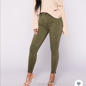 Olive green high waist jeans